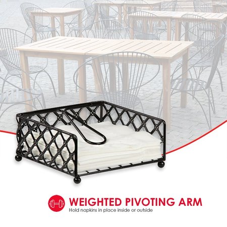 Home Basics Lattice Collection Flat Napkin Holder with Weighted Pivoting Arm, Black NH44043